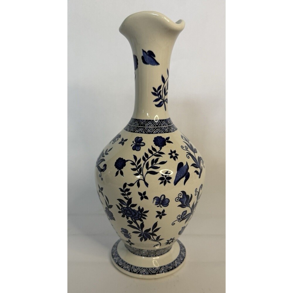 Coalport Blue White Porcelain Vase 9.5” Limited Edition Hand Painted England